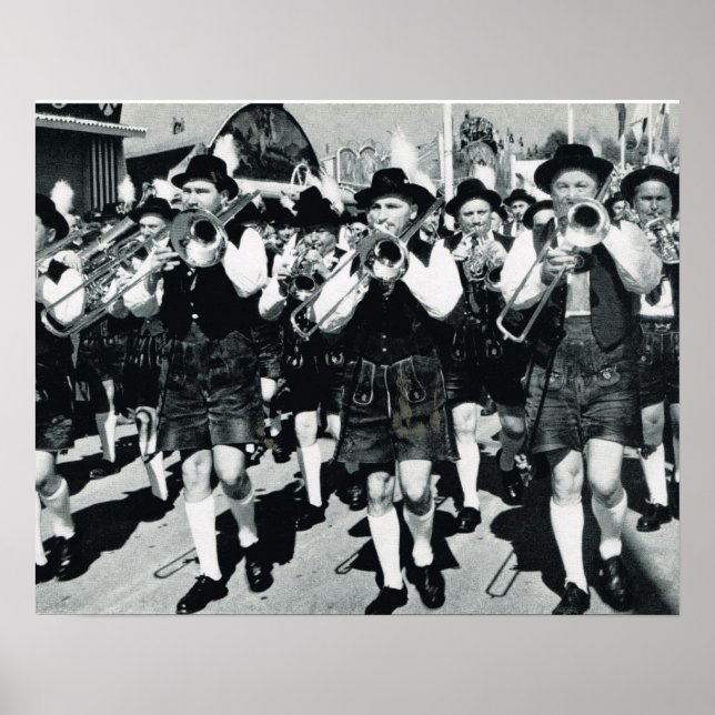 Poster Vintage Oktoberfest, Munique, banda Brass (Frente)