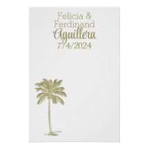 Vintage Olhe Coconut Palm Tree Weding Book Convida