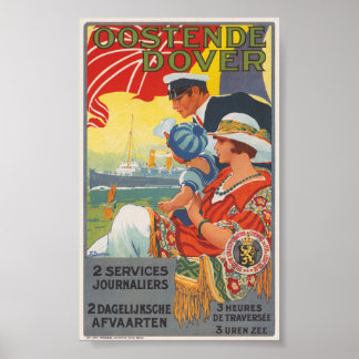 Poster vintage Oostende Dover 1920