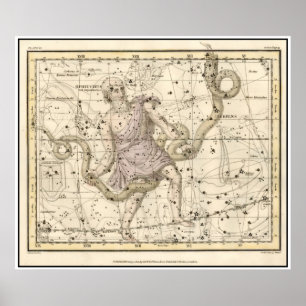 Poster Vintage Ophiuchus Constellation Zodiac Print