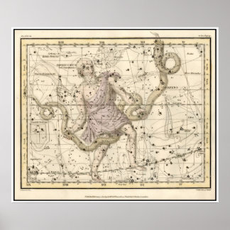 Poster Vintage Ophiuchus Constellation Zodiac Print