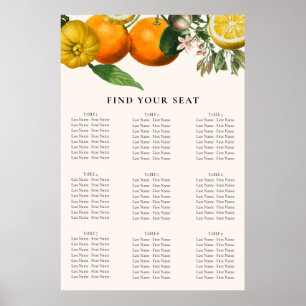 Poster Vintage Orange Citrus Botanical Wedating Seating