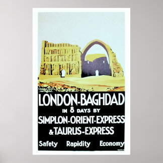 Poster Vintage Orient Express London Baghdad viagem ad