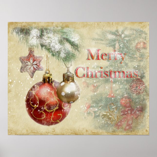 Poster Vintage Ornaments "Feliz Natal" (Frente)