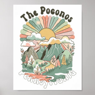 Poster Vintage Os Poconos Montanhas Pensilvânia Caminhada