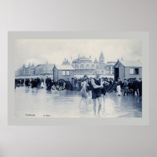 Poster Vintage Ostend Bathing Scene, tamanho padrão 36x24