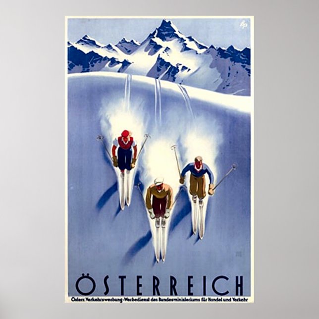 Pôster Vintage Österreich Ski (Frente)