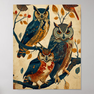 Poster Vintage Owl art