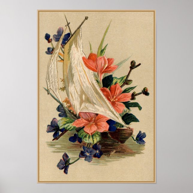 Poster Vintage Painting - Flores num veleiro. (Frente)