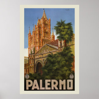 Poster vintage Palermo Sicília viagem italiano