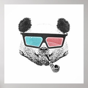 Pôster Vintage panda 3-D