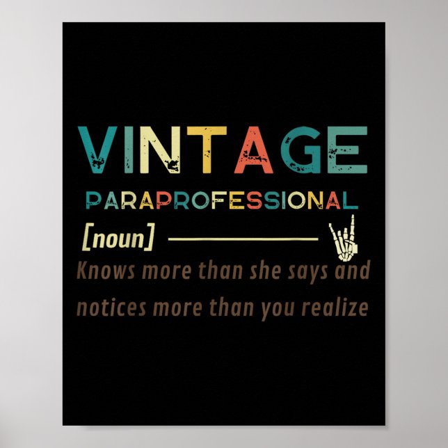 Poster Vintage Paraprofessionnelle (noun) Design de citaç (Frente)