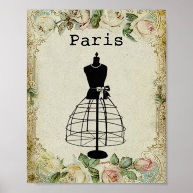 Poster Vintage Paris Fashion Dress Form (Frente)