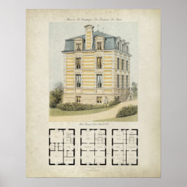 Poster Vintage Paris France Architecture Drawing no. 2
