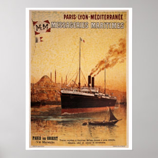 Pôster Vintage Paris Lyon Méditerranée - viagem ad