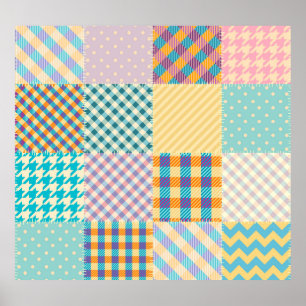 Poster Vintage Patchwork: Textile Seamless Background (Co