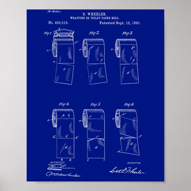 Poster Vintage patenteage wall art: Toilet Paper, 1891 (Frente)