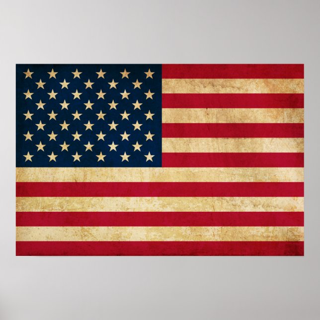 Pôster Vintage Patriotic American Flag (Frente)