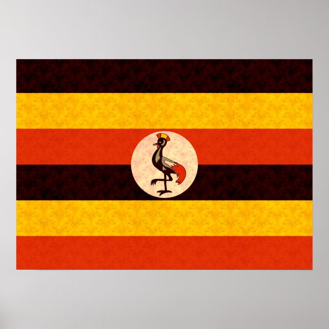 Pôster Vintage Pattern Ugandan Flag (Frente)