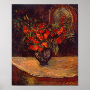 Poster Vintage Paul Gauguin Fllowers Floral Red Buquê