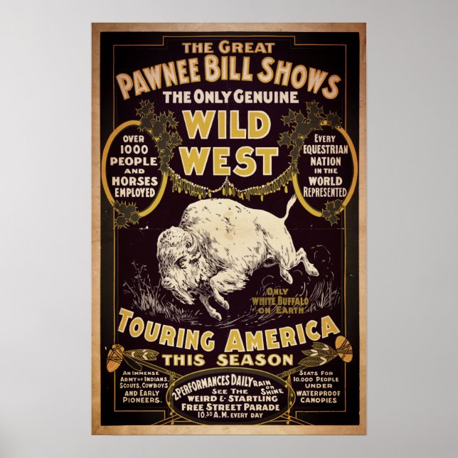 Poster Vintage Pawnee Bill Wild West Show (Frente)