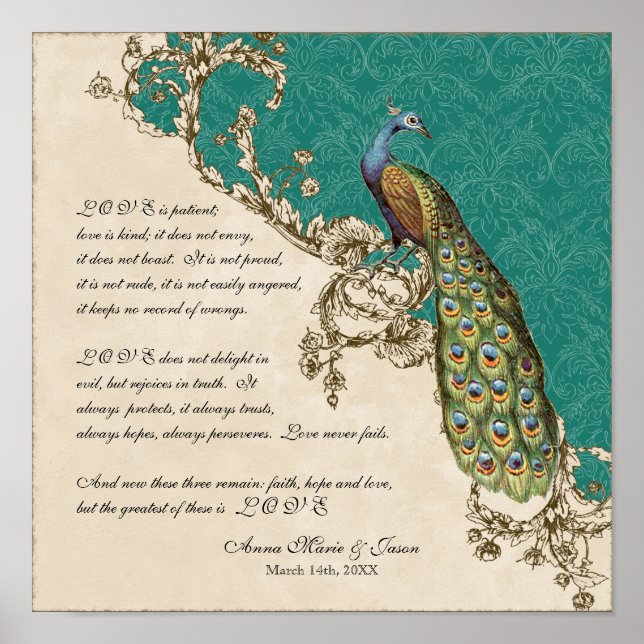 Poster Vintage Peacock & Etchings - Personalizado para Ca (Frente)