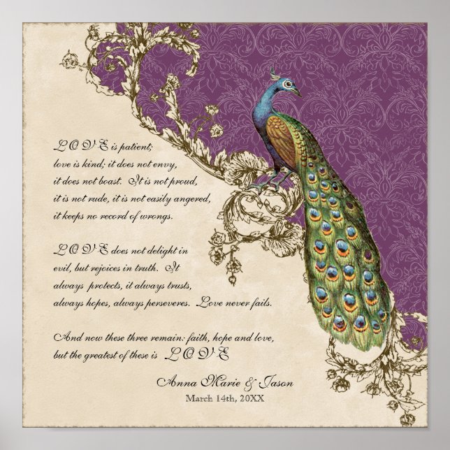 Poster Vintage Peacock & Etchings - Personalizado para Ca (Frente)
