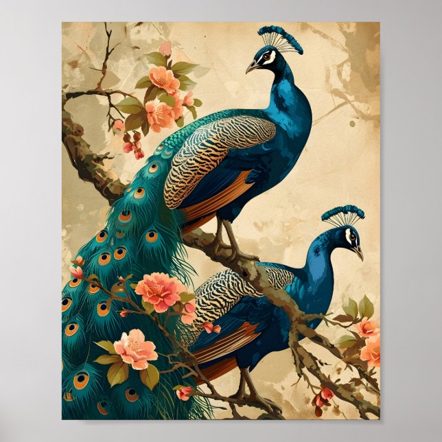 Poster Vintage Peacock Splendor (Frente)