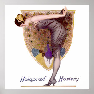 Poster Vintage Peacock Woman Flapper Bonito