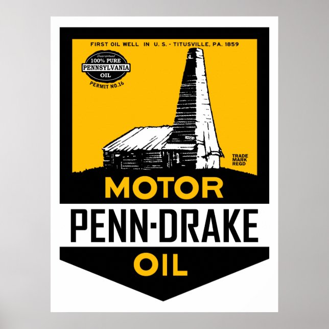 Pôster Vintage Penn Drake Motor Oil (Frente)