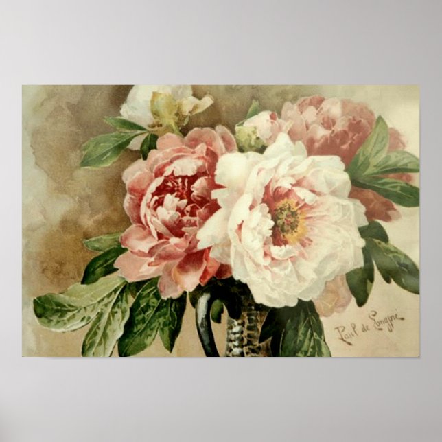 Poster Vintage Peonies (Frente)