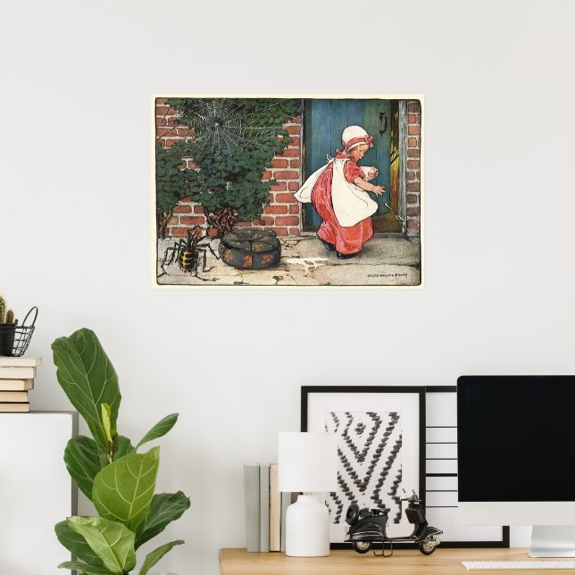 Pôster Vintage Pequena Senhora Muffet Aranha Rima Infanti (Escritório em casa)