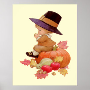 Poster Vintage Pergrim Boy rezando para Pumpkin