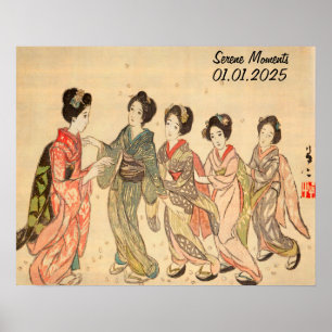 Poster Vintage personalizada estética japonesa Kimono Wal