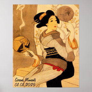 Poster Vintage personalizada estética japonesa Kimono Wal