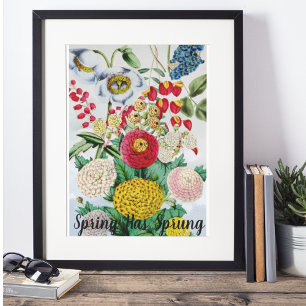 Poster Vintage Personalizado Chrysanthemum Poppy Lilac