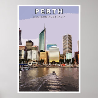 Poster vintage - Perth, Austrália Ocidental