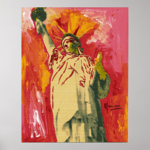 Poster Vintage Peter Max, estilo Estátua da Liberdade Pos