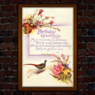 Poster Vintage Pheasant 1917 Heather Aniversário