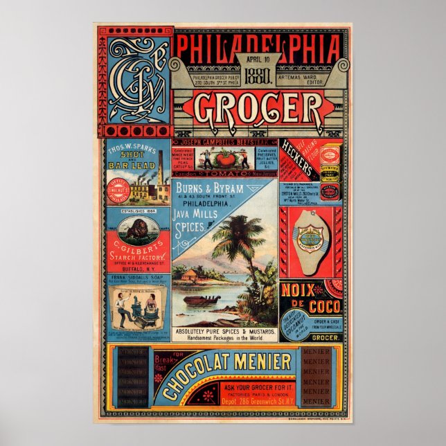 Poster Vintage Philadelphia Grocer Advertisement (Frente)