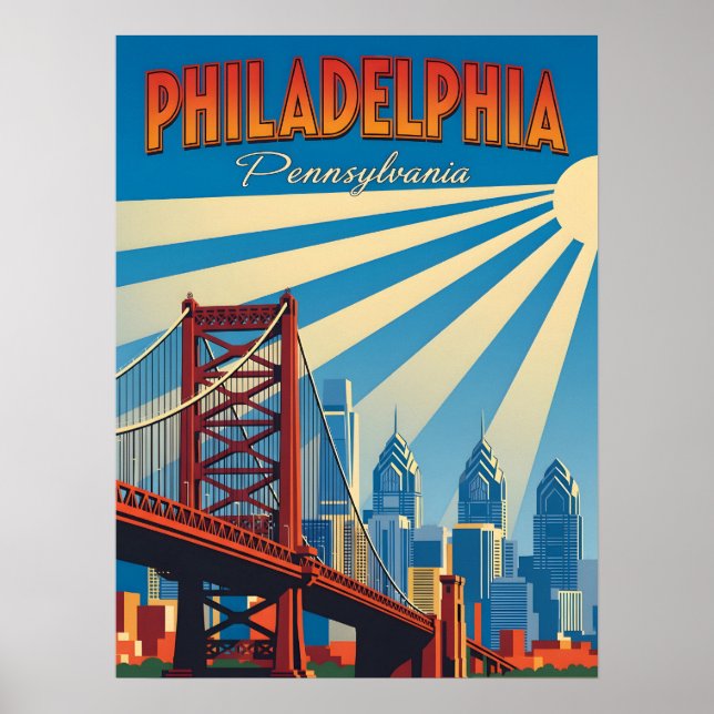 Poster Vintage Philadelphia Pensilvânia (Frente)