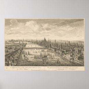 Poster Vintage Pictorial Map of London & The Thames