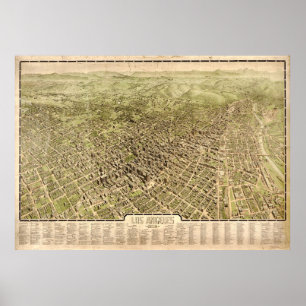 Poster Vintage Pictorial Map of Los Angeles (1909)