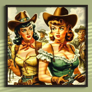 Poster Vintage Pin-up Cowboys