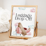 Poster Vintage Pink Airplane Sinal de Festa Descartável<br><div class="desc">Sinal de Festa de Bagagem de Avião Rosa Vintage. Pode ser usado em outras ocasiões como aniversários,  chás de fraldas,  chás de panela e muito mais.</div>