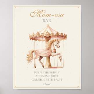 Poster Vintage Pink Carousel Horse Mom-osa Bar 