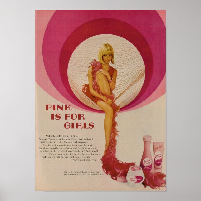 Poster Vintage Pink is for Girls Ad (Frente)