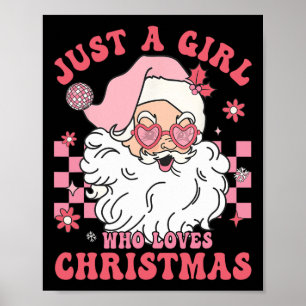 Poster Vintage Pink Papai Noel Natal Girls Feriado X