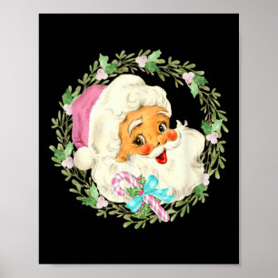 Poster Vintage Pink Papai Noel Rosa Design de Natal