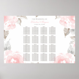 Pôster Vintage Pink Watercolor Rosa Casamento